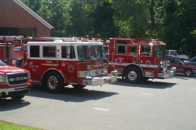 Apparatus In Front of Station Medic 11, Engine 10, Engine 9 In Front of East Farms Station